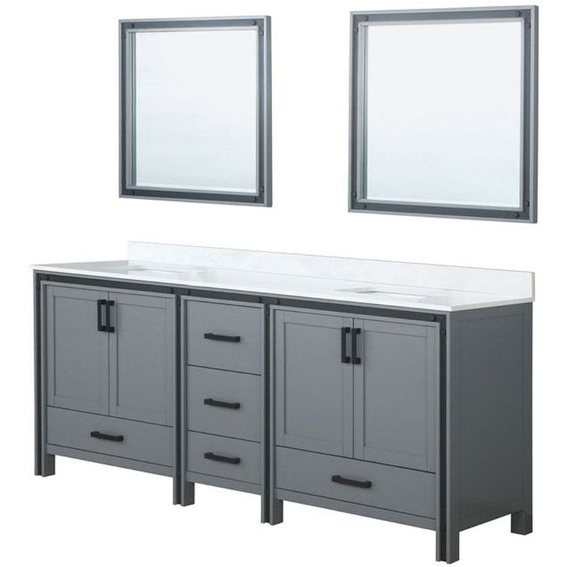 Lexora Ziva 84" W x 22" D Double Bath Vanity with Cultured Marble Top and 34" Mirrors