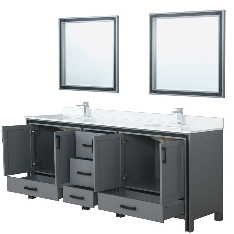 Lexora Ziva 84" W x 22" D Double Bath Vanity Cultured Marble Top with Faucet Set and 34" Mirrors