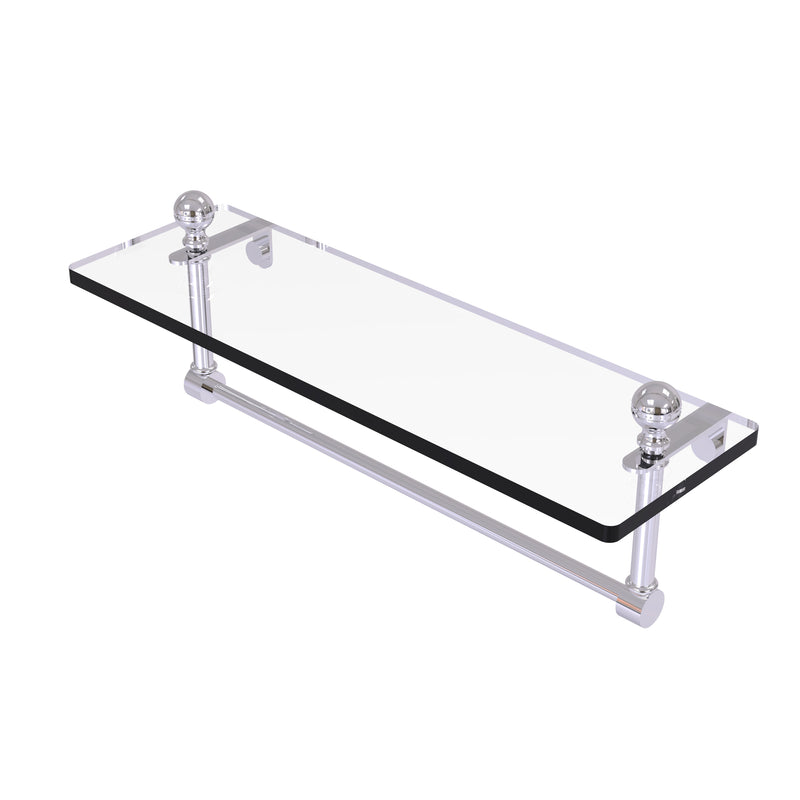 Allied Brass Mambo 16 Inch Glass Vanity Shelf with Integrated Towel Bar MA-1-16TB-PC