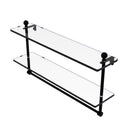 Allied Brass Mambo Collection 22 Inch Two Tiered Glass Shelf with Integrated Towel Bar MA-2-22TB-BKM