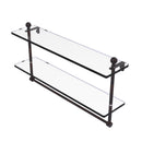 Allied Brass Mambo Collection 22 Inch Two Tiered Glass Shelf with Integrated Towel Bar MA-2-22TB-VB