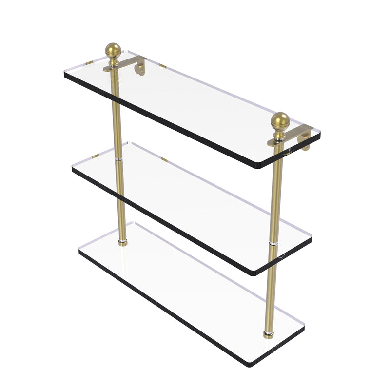 Allied Brass Mambo Collection 16 Inch Triple Tiered Glass Shelf MA-5-16-SBR