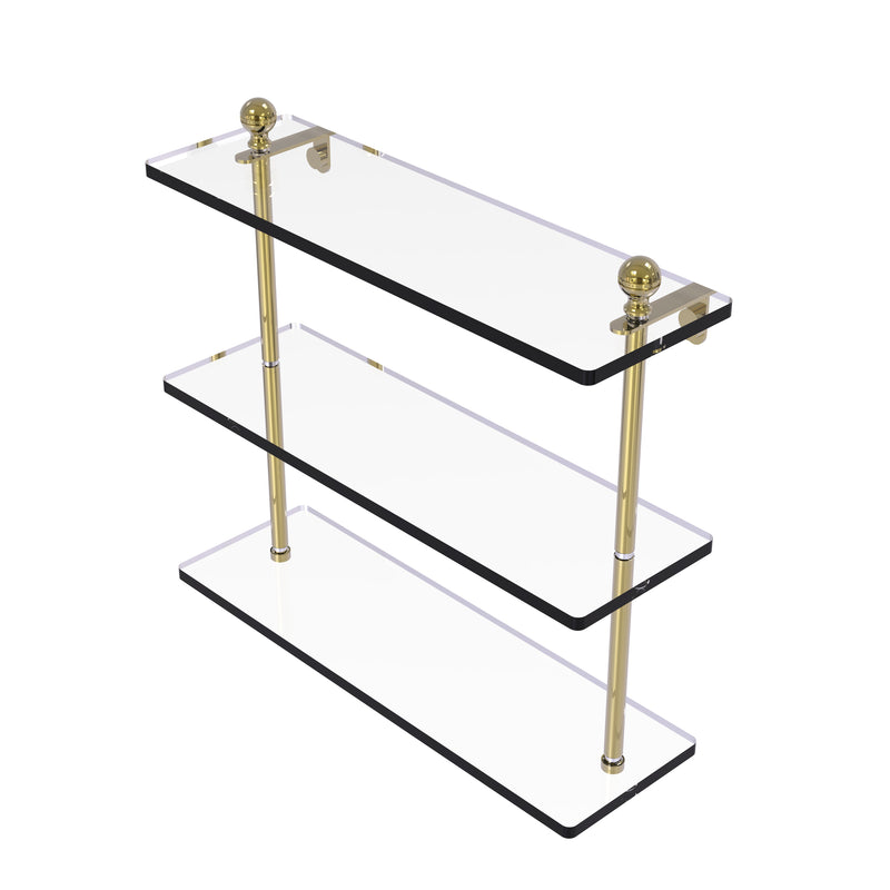 Allied Brass Mambo Collection 16 Inch Triple Tiered Glass Shelf MA-5-16-UNL