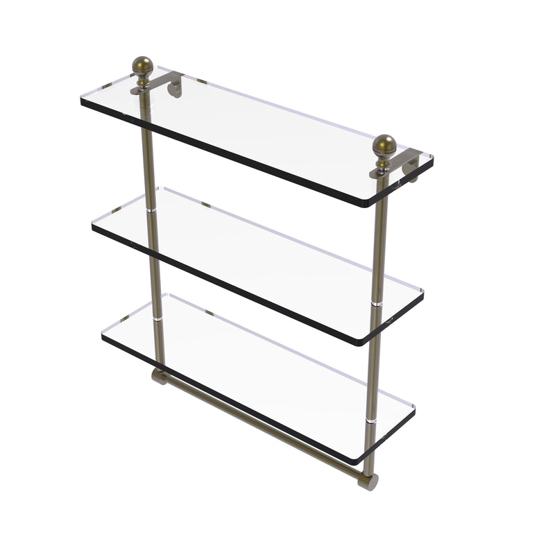 Allied Brass Mambo Collection 16 Inch Triple Tiered Glass Shelf with Integrated Towel Bar MA-5-16TB-ABR