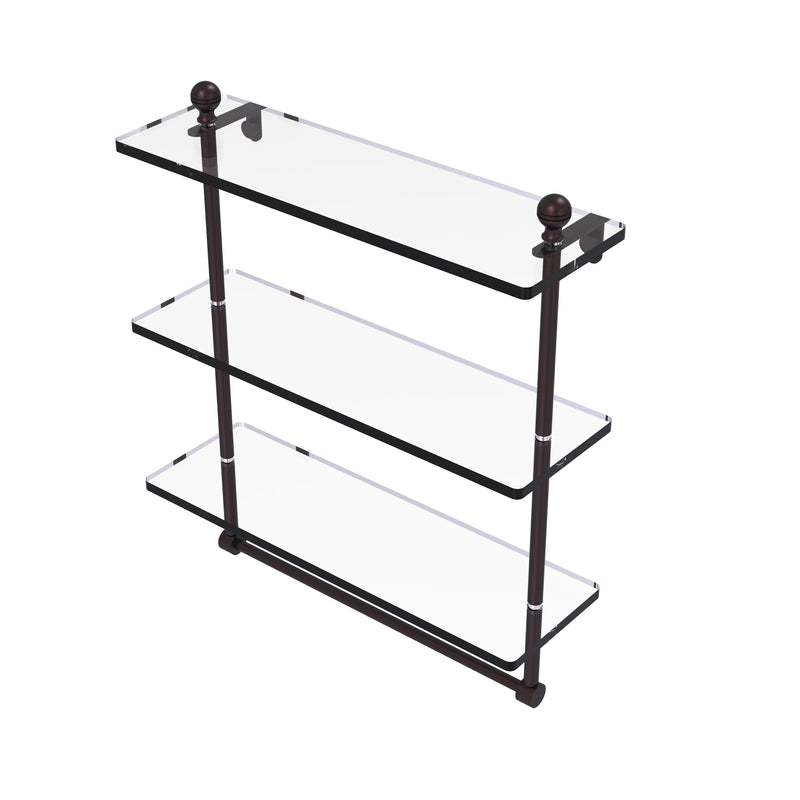 Allied Brass Mambo Collection 16 Inch Triple Tiered Glass Shelf with Integrated Towel Bar MA-5-16TB-ABZ