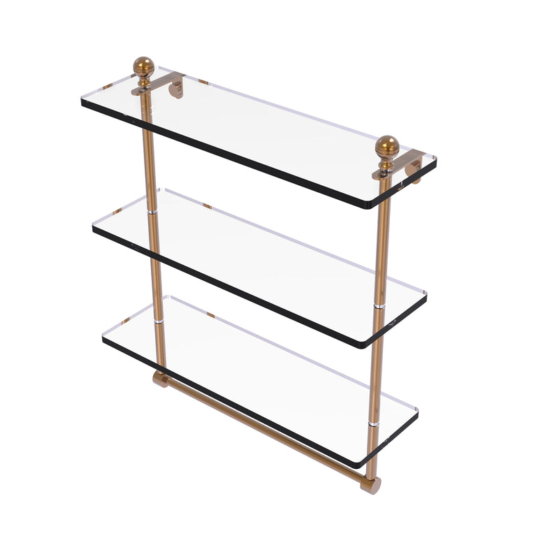 Allied Brass Mambo Collection 16 Inch Triple Tiered Glass Shelf with Integrated Towel Bar MA-5-16TB-BBR