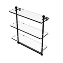 Allied Brass Mambo Collection 16 Inch Triple Tiered Glass Shelf with Integrated Towel Bar MA-5-16TB-BKM