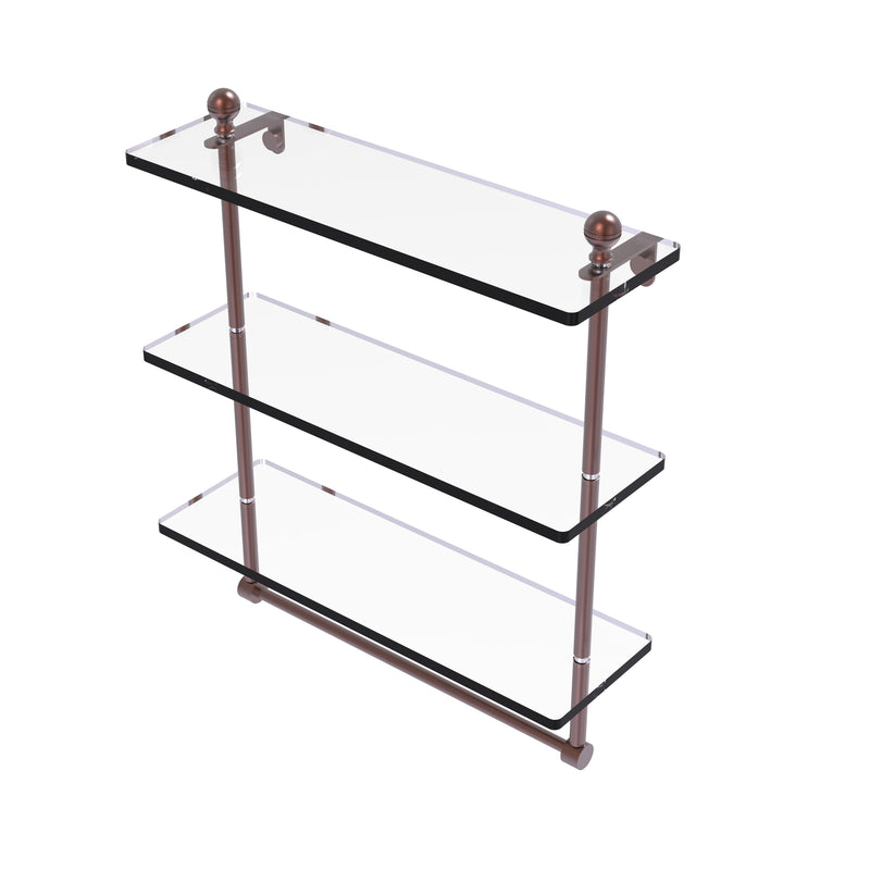 Allied Brass Mambo Collection 16 Inch Triple Tiered Glass Shelf with Integrated Towel Bar MA-5-16TB-CA