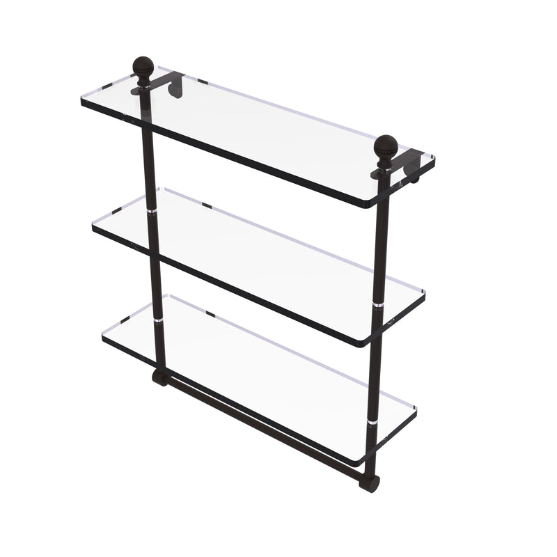 Allied Brass Mambo Collection 16 Inch Triple Tiered Glass Shelf with Integrated Towel Bar MA-5-16TB-ORB