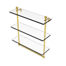 Allied Brass Mambo Collection 16 Inch Triple Tiered Glass Shelf with Integrated Towel Bar MA-5-16TB-PB