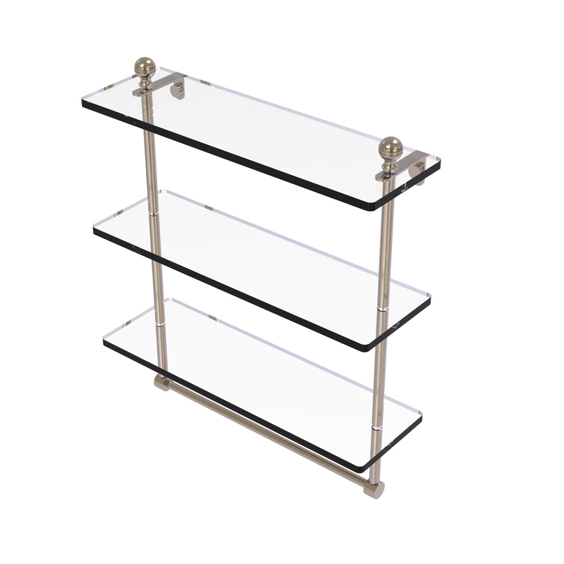 Allied Brass Mambo Collection 16 Inch Triple Tiered Glass Shelf with Integrated Towel Bar MA-5-16TB-PEW