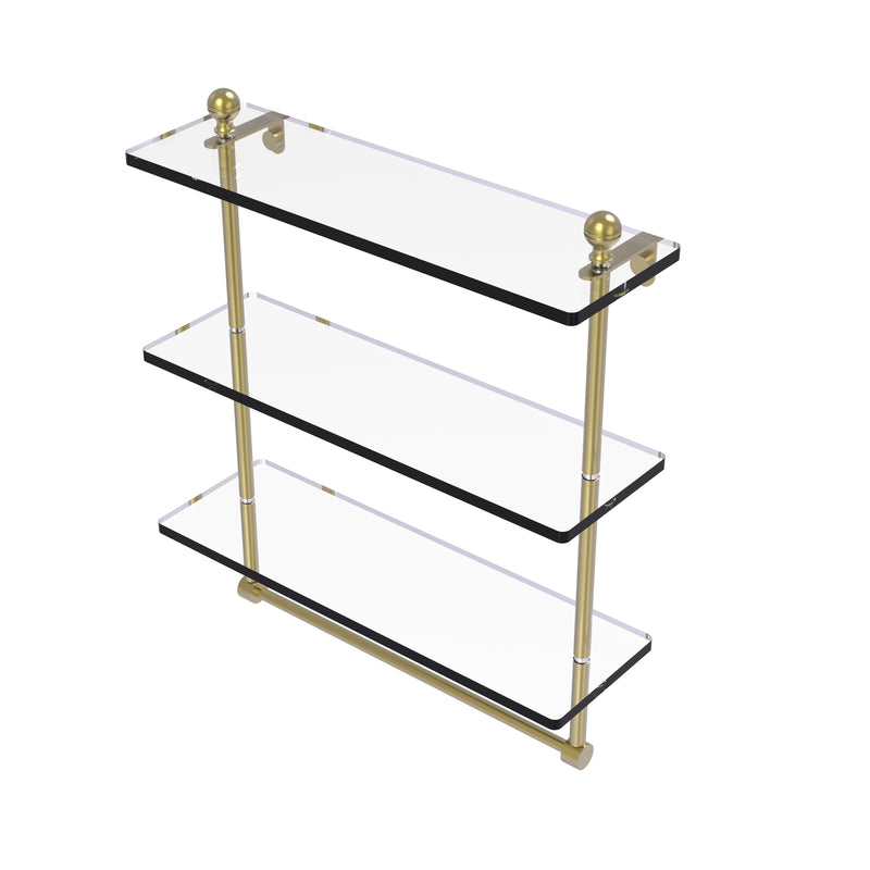 Allied Brass Mambo Collection 16 Inch Triple Tiered Glass Shelf with Integrated Towel Bar MA-5-16TB-SBR