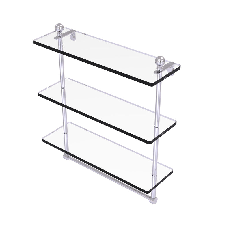 Allied Brass Mambo Collection 16 Inch Triple Tiered Glass Shelf with Integrated Towel Bar MA-5-16TB-SCH