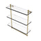 Allied Brass Mambo Collection 16 Inch Triple Tiered Glass Shelf with Integrated Towel Bar MA-5-16TB-UNL