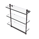 Allied Brass Mambo Collection 16 Inch Triple Tiered Glass Shelf with Integrated Towel Bar MA-5-16TB-VB