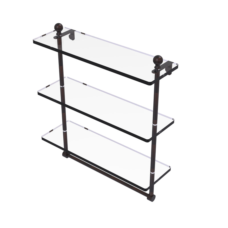 Allied Brass Mambo Collection 16 Inch Triple Tiered Glass Shelf with Integrated Towel Bar MA-5-16TB-VB