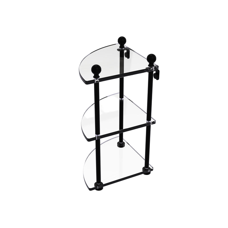 Allied Brass Mambo Collection 3 Tier Corner Glass Shelf MA-6-BKM