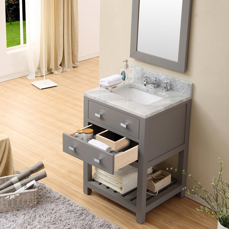 Water Creation 24" Cashmere Gray Single Sink Bathroom Vanity with Matching Framed Mirror From The Madalyn Collection MA24CW01CG-R21000000