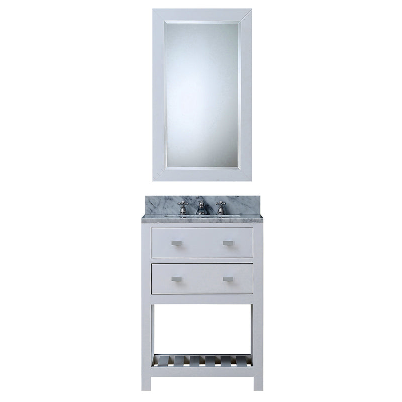 Water Creation 24" Pure White Single Sink Bathroom Vanity with Matching Framed Mirror From The Madalyn Collection MA24CW01PW-R21000000