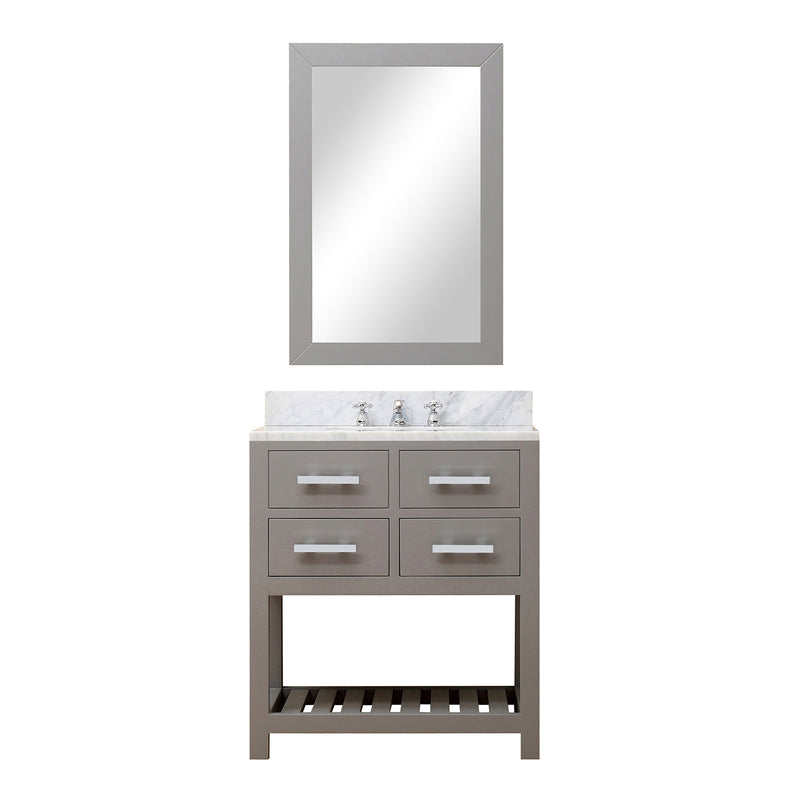 Water Creation 30" Cashmere Gray Single Sink Bathroom Vanity with Matching Framed Mirror From The Madalyn Collection MA30CW01CG-R24000000