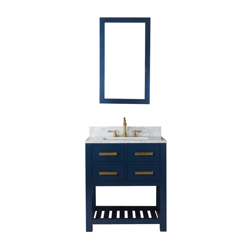 Water Creation 30" Monarch Blue Single Sink Bathroom Vanity with Mirror From The Madalyn Collection MA30CW06MB-R21000000