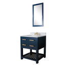 Water Creation 30" Monarch Blue Single Sink Bathroom Vanity with F2-0013 Satin Gold Faucet and Mirror From The Madalyn Collection MA30CW06MB-R21FX1306