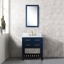 Water Creation 30" Monarch Blue Single Sink Bathroom Vanity with F2-0012 Satin Gold Faucet and Mirror From The Madalyn Collection MA30CW06MB-R21TL1206