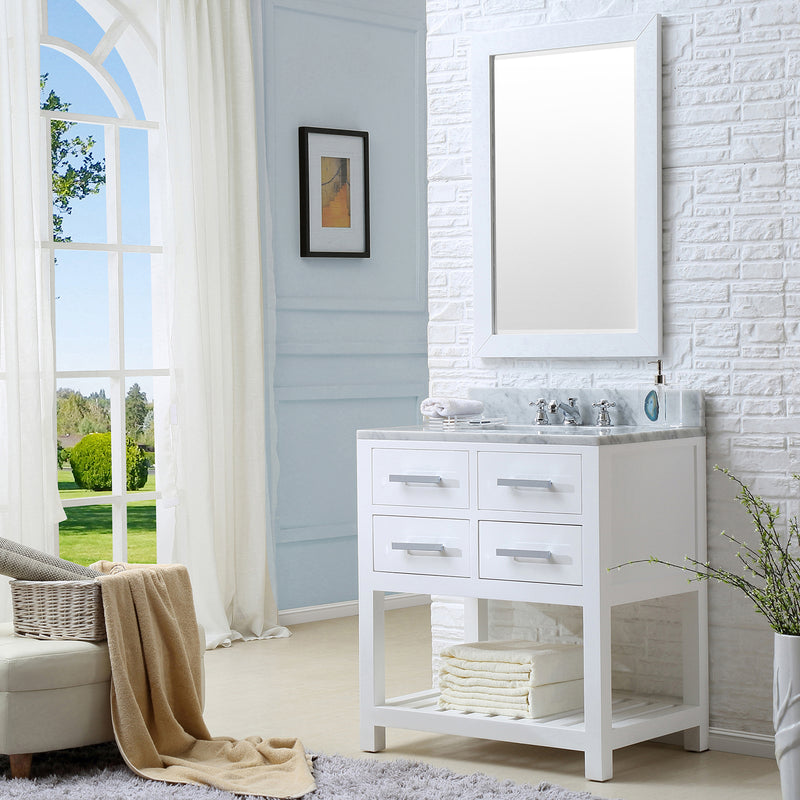 Water Creation 30" Pure White Single Sink Bathroom Vanity From The Madalyn Collection MA30CW01PW-000000000