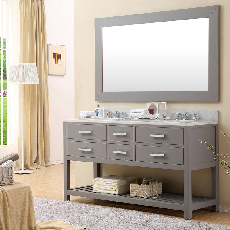 Water Creation 60" Cashmere Gray Double Sink Bathroom Vanity with 2 Matching Framed Mirrors From The Madalyn Collection MA60CW01CG-R21000000