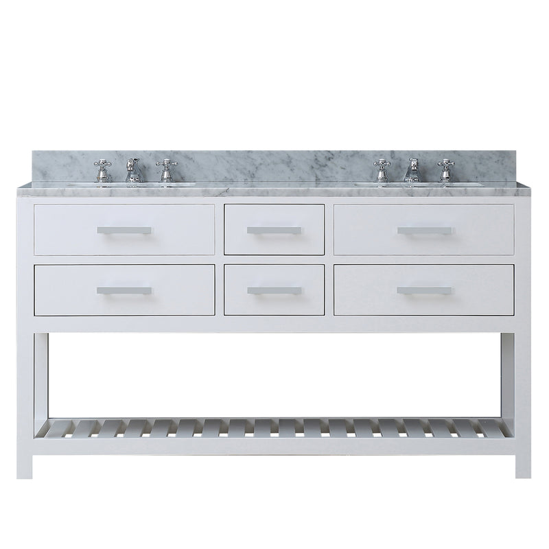 Water Creation 60" Pure White Double Sink Bathroom Vanity with Faucet From The Madalyn Collection MA60CW01PW-000BX0901