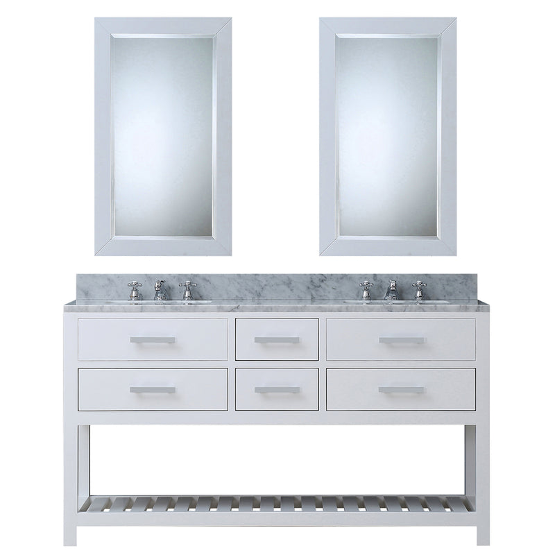 Water Creation 60" Pure White Double Sink Bathroom Vanity with 2 Matching Framed Mirrors From The Madalyn Collection MA60CW01PW-R21000000