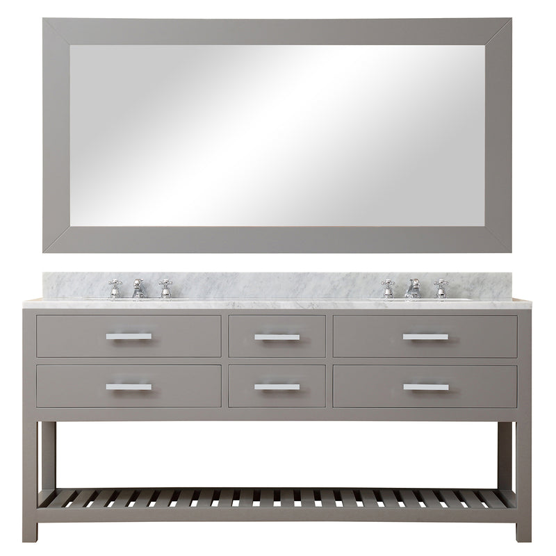 Water Creation 72" Cashmere Gray Double Sink Bathroom Vanity with Matching Framed Mirror and Faucet From The Madalyn Collection MA72CW01CG-R72BX0901