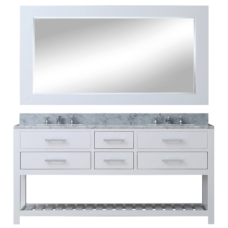 Water Creation 72" Pure White Double Sink Bathroom Vanity with Matching Large Framed Mirror From The Madalyn Collection MA72CW01PW-R72000000