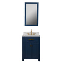 Water Creation Madison 24" Single Sink Carrara White Marble Vanity In Monarch Blue with F2-0012-06-TL Lavatory Faucet MS24CW06MB-000TL1206