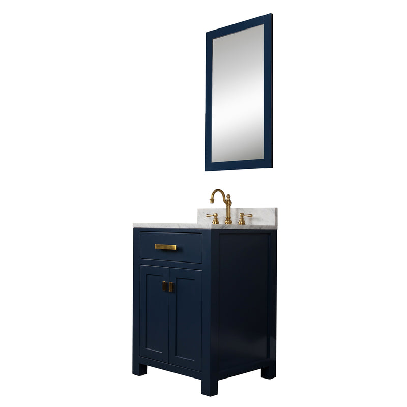 Water Creation Madison 24" Single Sink Carrara White Marble Vanity In Monarch Blue MS24CW06MB-000000000