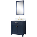 Water Creation Madison 30" Single Sink Carrara White Marble Vanity In Monarch Blue MS30CW06MB-000000000