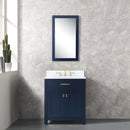 Water Creation Madison 30" Single Sink Carrara White Marble Vanity In Monarch Blue with F2-0012-06-TL Lavatory Faucet MS30CW06MB-000TL1206