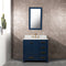 Water Creation Madison 36" Single Sink Carrara White Marble Vanity In Monarch Blue with Matching Mirror MS36CW06MB-R21000000