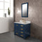 Water Creation Madison 36" Single Sink Carrara White Marble Vanity In Monarch Blue with Matching Mirror MS36CW06MB-R21000000