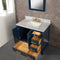 Water Creation Madison 36" Single Sink Carrara White Marble Vanity In Monarch Blue MS36CW06MB-000000000