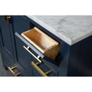 Water Creation Madison 36" Single Sink Carrara White Marble Vanity In Monarch Blue MS36CW06MB-000000000