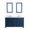 Water Creation Madison 60" Double Sink Carrara White Marble Vanity In Monarch Blue MS60CW06MB-000000000