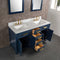 Water Creation Madison 60" Double Sink Carrara White Marble Vanity In Monarch Blue MS60CW06MB-000000000