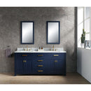 Water Creation Madison 72" Double Sink Carrara White Marble Vanity In Monarch Blue with F2-0012-06-TL Lavatory Faucet MS72CW06MB-000TL1206