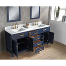 Water Creation Madison 72" Double Sink Carrara White Marble Vanity In Monarch Blue with Matching Mirror MS72CW06MB-R21000000