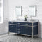 Water Creation Marquis 72" Double Sink Carrara White Marble Countertop Vanity in Monarch Blue with Hook Faucets and Mirrors MQ72CW01MB-E18BL1401