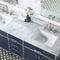 Water Creation Marquis 72" Double Sink Carrara White Marble Countertop Vanity in Monarch Blue with Hook Faucets MQ72CW01MB-000BL1401