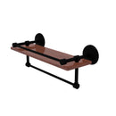 Allied Brass Monte Carlo Collection 16 Inch IPE Ironwood Shelf with Gallery Rail and Towel Bar MC-1-16TB-GAL-IRW-BKM