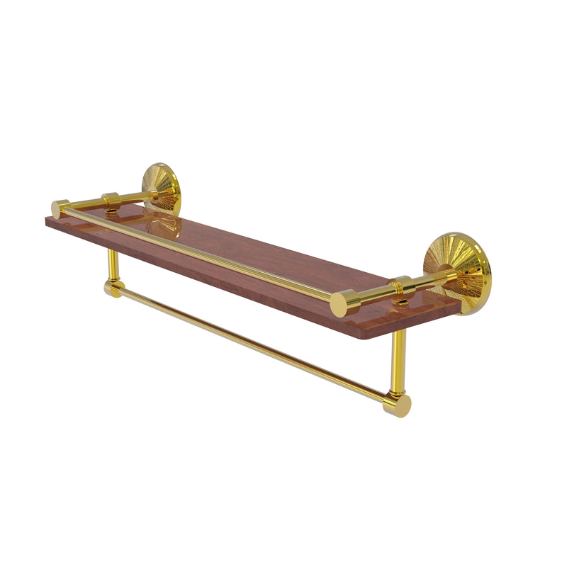 Allied Brass Monte Carlo Collection 22 Inch IPE Ironwood Shelf with Gallery Rail and Towel Bar MC-1-22TB-GAL-IRW-PB