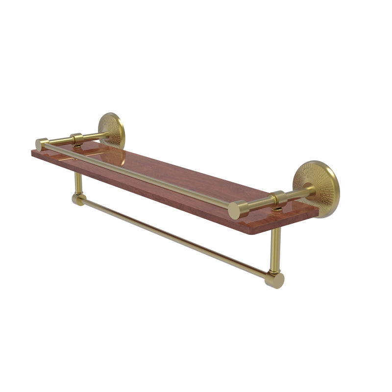 Allied Brass Monte Carlo Collection 22 Inch IPE Ironwood Shelf with Gallery Rail and Towel Bar MC-1-22TB-GAL-IRW-SBR